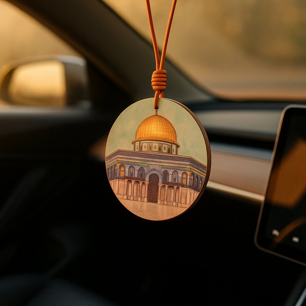 Muslim Car Accessories: Genuine Leather Hangings with Islamic Art