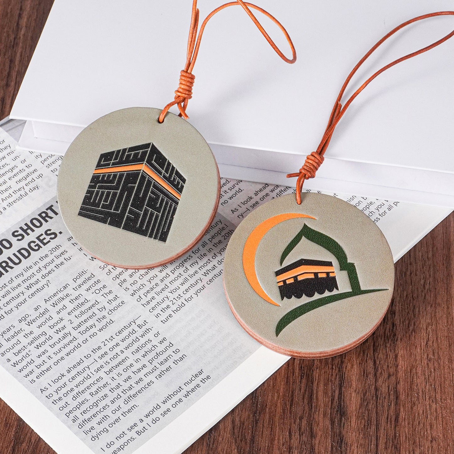 Islamic Car Hanging – Genuine Leather Kaaba with Arabic Calligraphy & Shahada