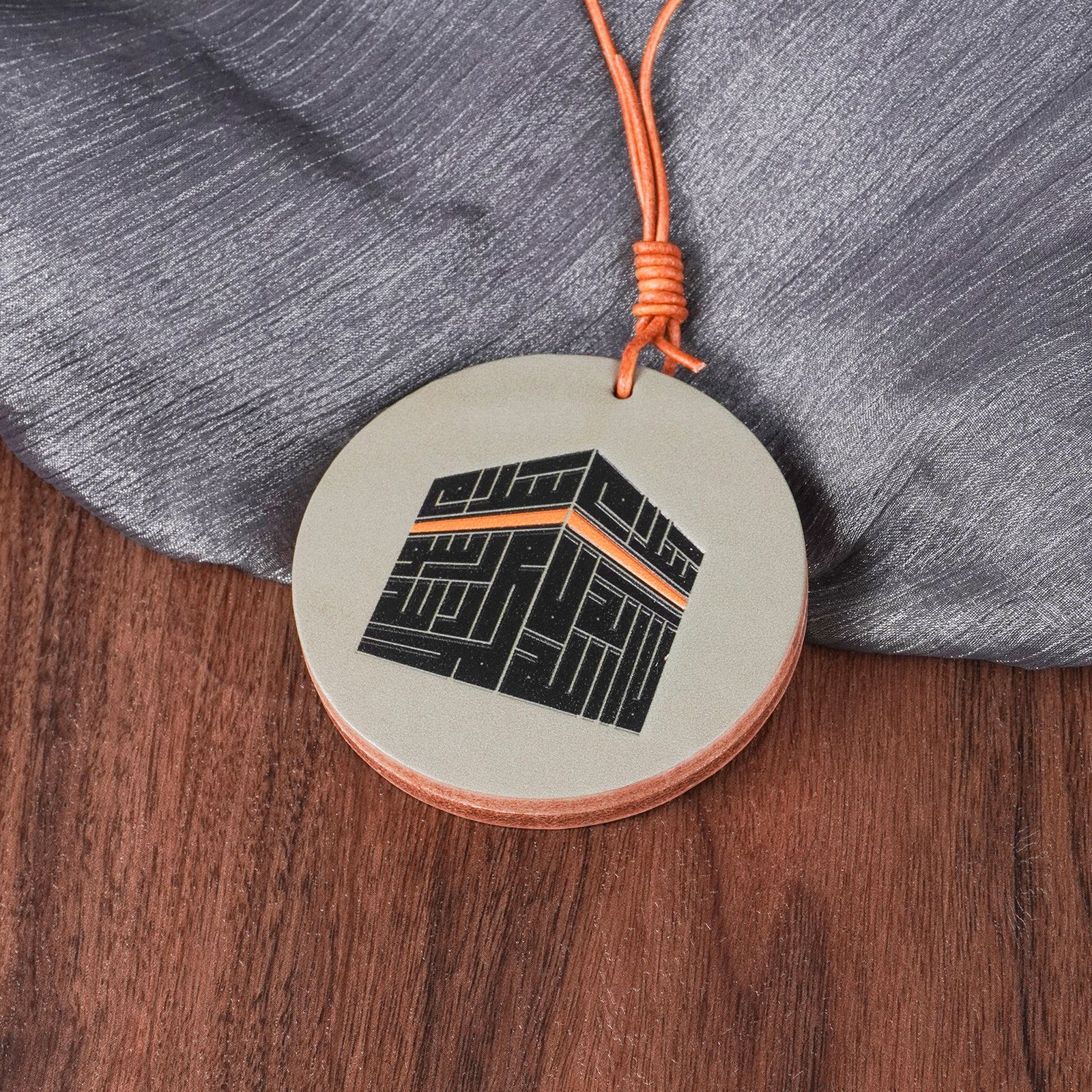 Islamic Car Hanging – Genuine Leather Kaaba with Arabic Calligraphy & Shahada