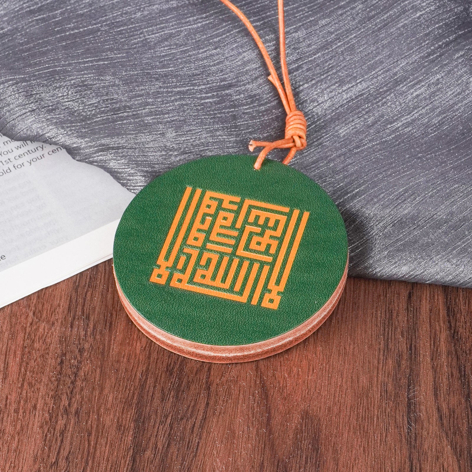 Muslim Car Accessories: Genuine Leather Hangings with Islamic Art
