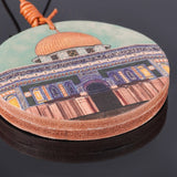 Islamic Car Hanging – Genuine Leather with Dome of the Rock & Kaaba Art