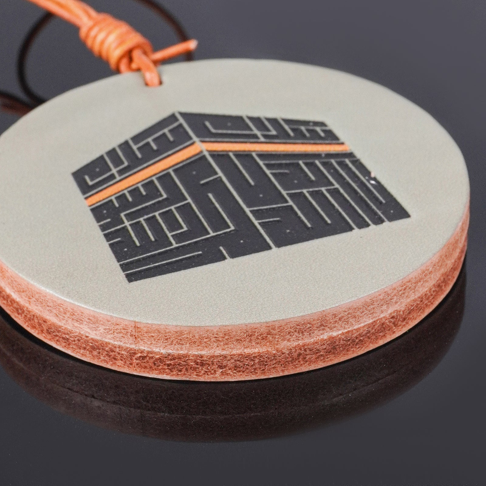 Islamic Car Hanging – Genuine Leather Kaaba with Arabic Calligraphy & Shahada