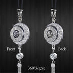 Islamic Star and Crescent Car Hanging Ornament with Quranic Verses – Zinc Alloy Perfume Diffuser Pendant Featuring Arabic Calligraphy "Salaam" & "Barakah" – Muslim Car Decor with 360° Swivel Design