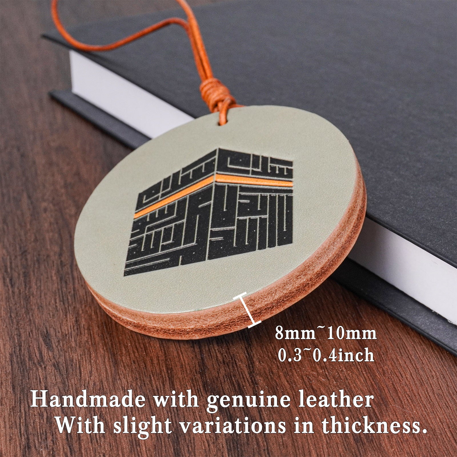 Islamic Car Hanging – Genuine Leather Kaaba with Arabic Calligraphy & Shahada