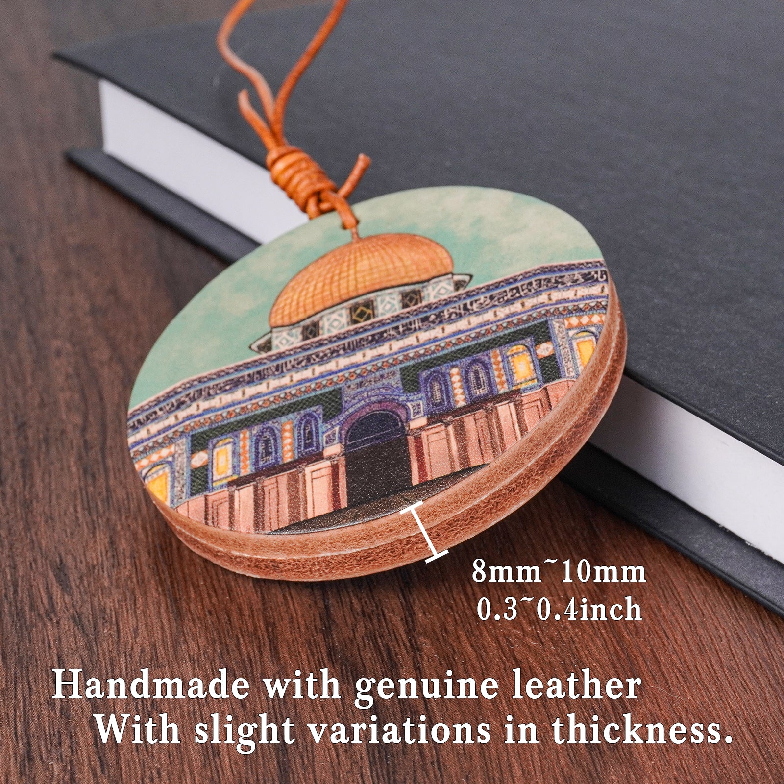 Islamic Car Hanging – Genuine Leather with Dome of the Rock & Kaaba Art