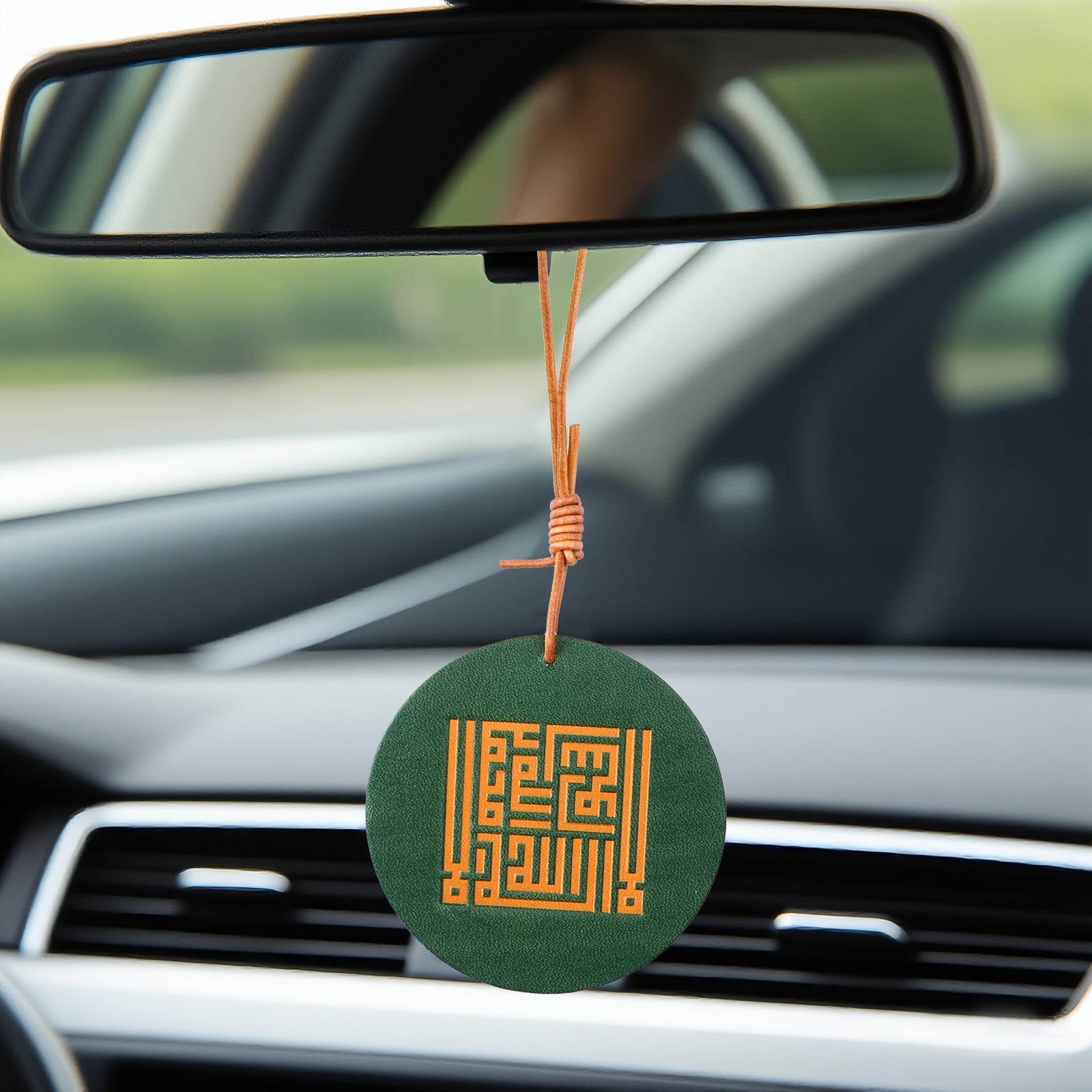 Islamic Car Hanging – Genuine Leather with Shahada & Bismillah Calligraphy