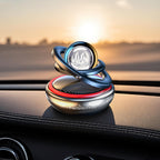 Solar-Powered Islamic Car Ornament – Rotating Bismillah Crystal Ball with Surah Al-Fatiha, Aromatherapy Diffuser & Silver/Red Colors