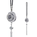 Islamic Star and Crescent Car Hanging Ornament with Quranic Verses – Zinc Alloy Perfume Diffuser Pendant Featuring Arabic Calligraphy "Salaam" & "Barakah" – Muslim Car Decor with 360° Swivel Design