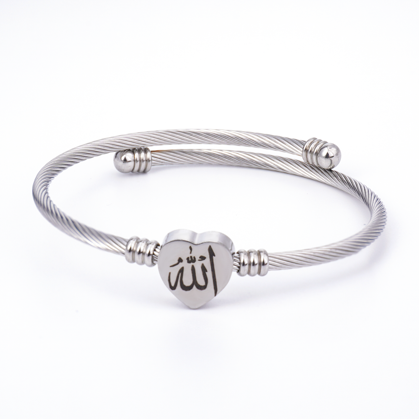 Islamic Allah Bracelet – Stainless Steel, Heart Shape, Gold & Silver
