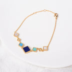 Islamic Jewelry Set in Mosque Blue – 18K Gold-Plated Copper Geometric Necklace, Earrings, Bracelet & Ring – Muslim Fashion Gift for Ramadan & Eid