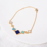 Islamic Jewelry Set – 18K Gold Plated Copper with Mosque Blue & White Shell Design