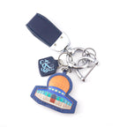 Islamic Leather Keychain with Dome of the Rock Mosque Design – Genuine Lambskin Key Ring Featuring Arabic Calligraphy "Tawakkul" – Muslim Gift for Faith & Protection