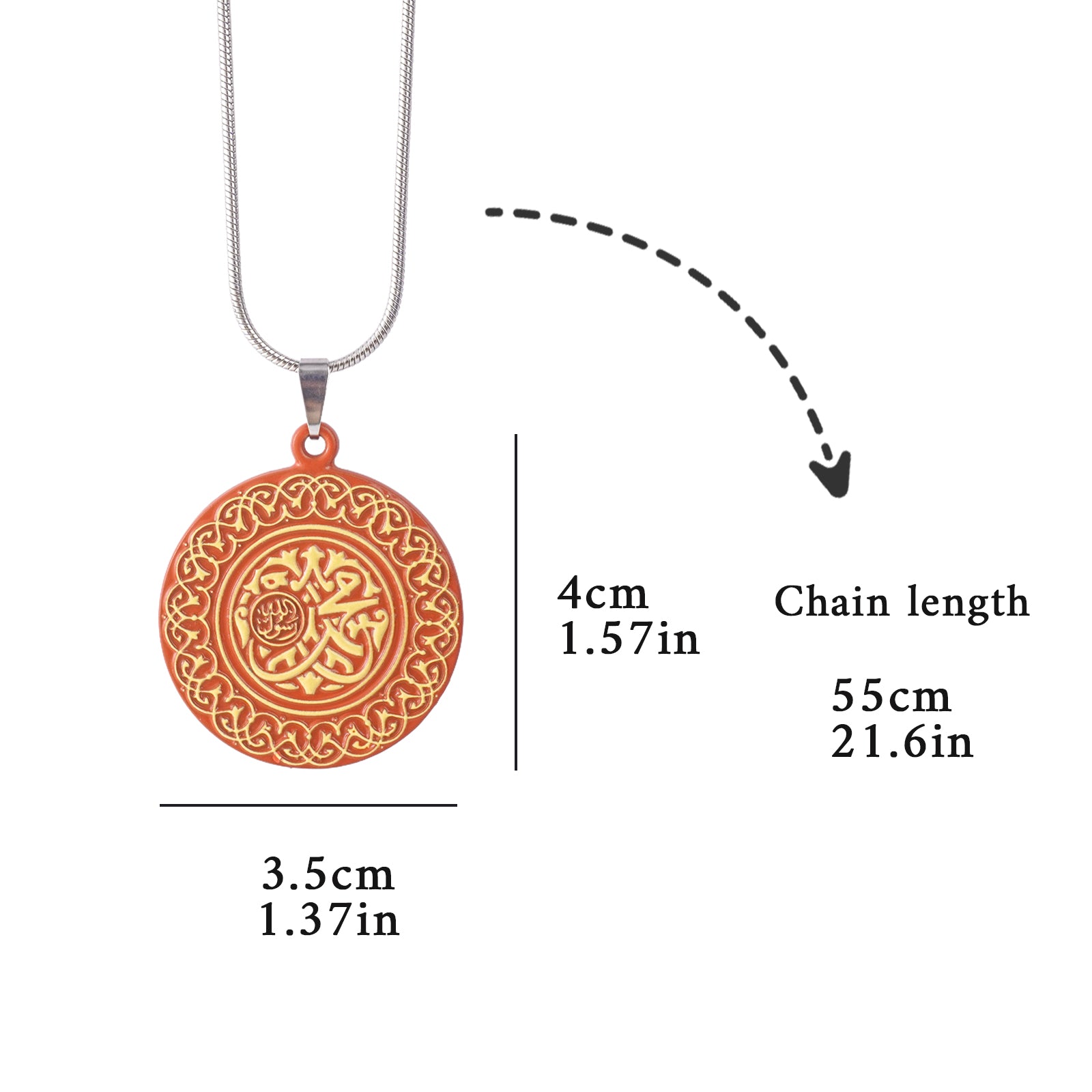 Islamic Alloy Pendant Necklace Set – Green Dome, Rock Dome, Arabic Calligraphy, Prophet’s Mosque, Kaaba, Improve