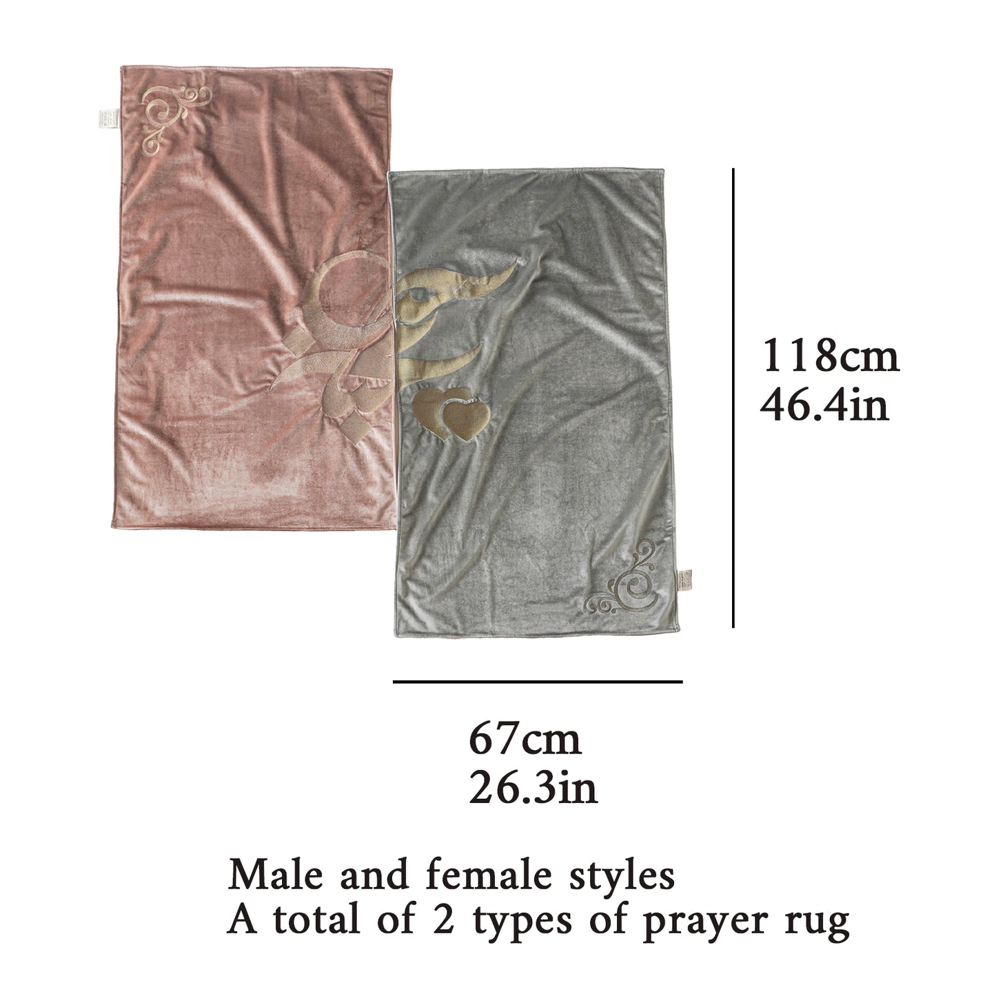 Couple Prayer Rug – Arabic Love Letter Embroidery, Eco-Friendly Dual Layer