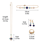 Islamic Jewelry Set in Mosque Blue – 18K Gold-Plated Copper Geometric Necklace, Earrings, Bracelet & Ring – Muslim Fashion Gift for Ramadan & Eid