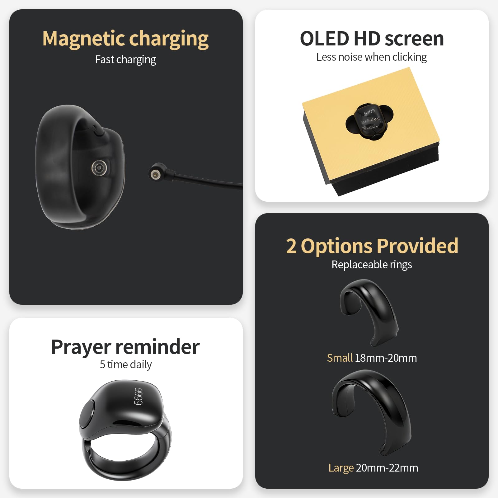 WESLAMIC iTasbih Salam Smart Ring - Digital Tasbih Counter & Prayer Reminder | IP67 Waterproof