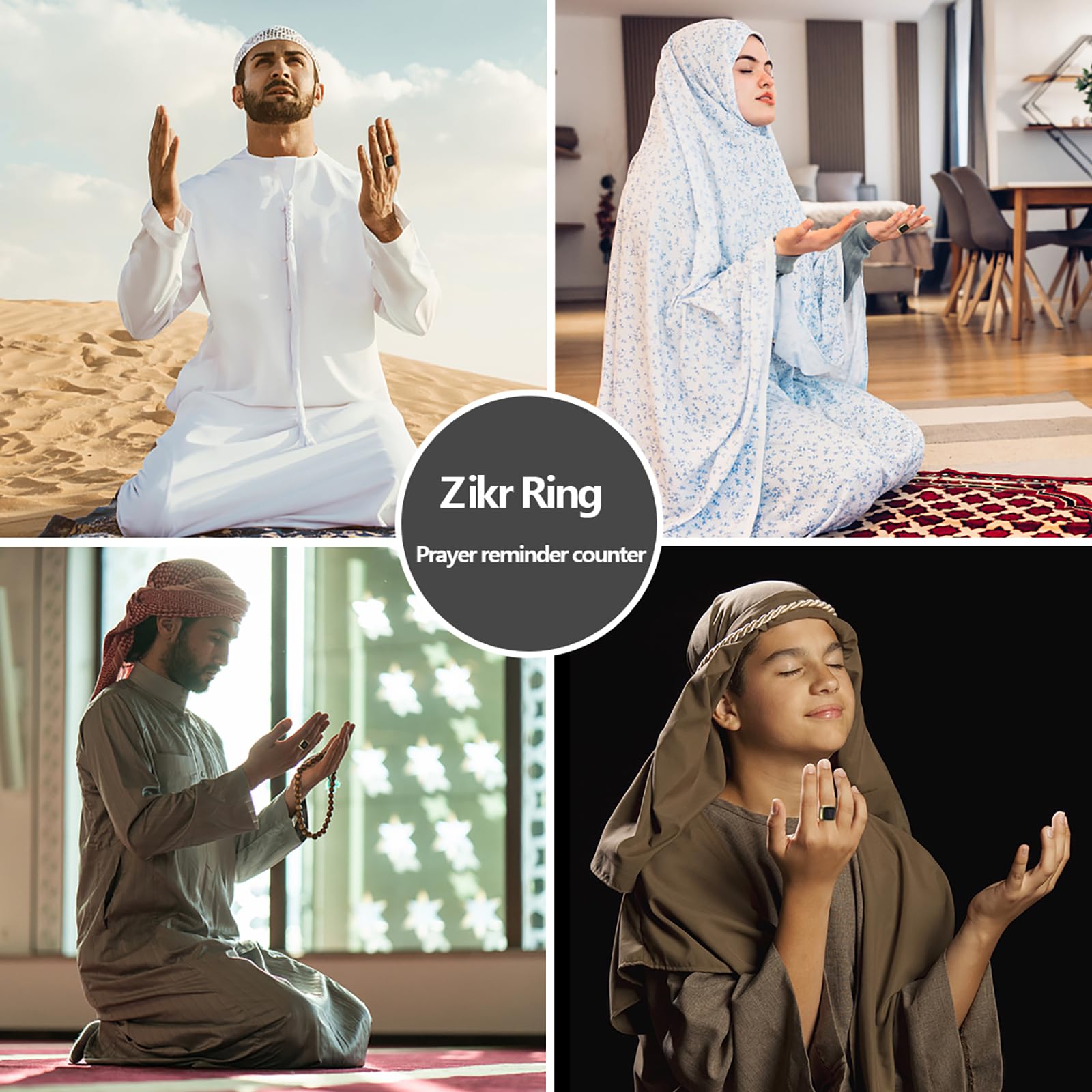 ZIKKER E01 Islamic Smart Ring - Prayer Counter & Qibla Reminder with App | iQIBLA