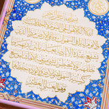 Turkish Iznik-Style Engraved Copper Islamic Wall Art – Ayat Al-Kursi with Prophet Muhammad & Four Caliphs