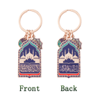 Islamic Keychain with Shahada & MashaAllah – Zinc Alloy Mosque Design Key Ring Featuring Arabic Calligraphy, "Salaam" Charm & Allah’s Names – Muslim Gift for Men and Women
